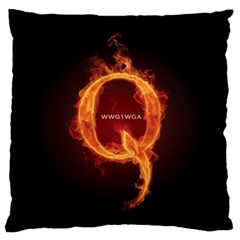 Qanon Letter Q Fire Effect Wwgowga Wwg1wga Large Flano Cushion Case (one Side) by snek