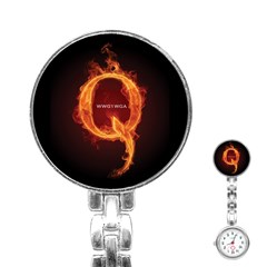 Qanon Letter Q Fire Effect Wwgowga Wwg1wga Stainless Steel Nurses Watch by snek