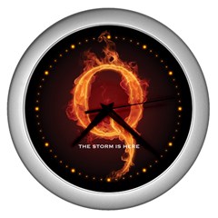 Qanon Letter Q Fire Effect The Storm Is Here Wwgowga Wwg1wga Wall Clock (silver) by snek