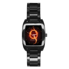 Qanon Letter Q Fire Effect The Storm Is Here Wwgowga Wwg1wga Stainless Steel Barrel Watch by snek