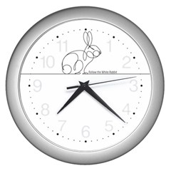 Qanon Follow The White Rabbit Wwgowga Wwg1wga Wall Clock (silver) by snek