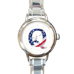 Qanon Usa Flag Wwgowga Wwg1wga Round Italian Charm Watch by snek