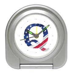 Qanon Usa Flag Wwgowga Wwg1wga Travel Alarm Clock by snek