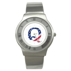 Qanon Usa Flag Wwgowga Wwg1wga Stainless Steel Watch by snek