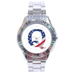 Qanon Usa Flag Wwgowga Wwg1wga Stainless Steel Analogue Watch by snek