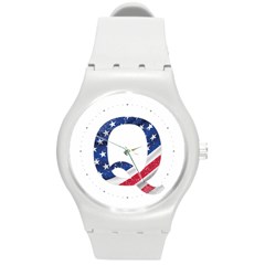 Qanon Usa Flag Wwgowga Wwg1wga Round Plastic Sport Watch (m) by snek