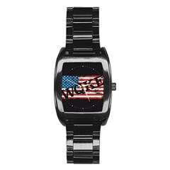 Qanon Grunge Woke Wqke With Usa Flag Wwgowga Wwg1wga Stainless Steel Barrel Watch by snek