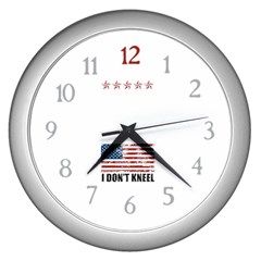 I Don t Kneel Grunge Honor The Usa Flag Maga Wall Clock (silver) by snek