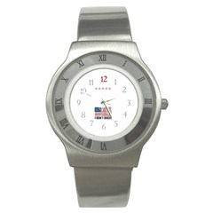 I Don t Kneel Grunge Honor The Usa Flag Maga Stainless Steel Watch by snek