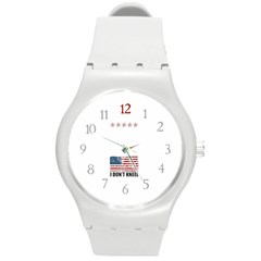 I Don t Kneel Grunge Honor The Usa Flag Maga Round Plastic Sport Watch (m) by snek