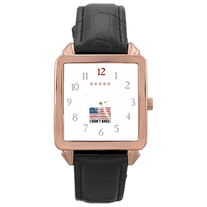 I Don t Kneel Grunge Honor the USA Flag MAGA Rose Gold Leather Watch 