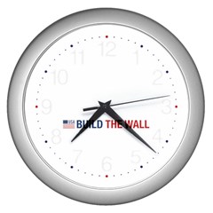 Build The Wall Usa Flag Maga Wall Clock (silver) by snek