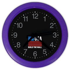 Build The Wall Usa Flag Maga Color Wall Clock by snek