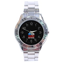 Build The Wall Usa Flag Maga Stainless Steel Analogue Watch by snek