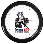 Build The Wall Funny Donald Trump MAGA Wall Clock (Black) Front