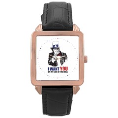 Build The Wall Funny Donald Trump Maga Rose Gold Leather Watch  by snek