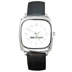 Drain The Swamp Maga Green And Gray Square Metal Watch by snek