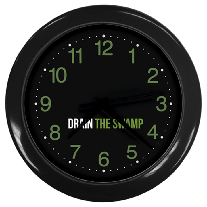 Drain the Swamp MAGA green and gray Wall Clock (Black)