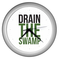 Drain The Swamp Maga Green And Gray Wall Clock (silver) by snek