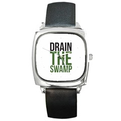 Drain The Swamp Maga Green And Gray Square Metal Watch by snek