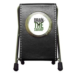 Drain The Swamp Maga Green And Gray Pen Holder Desk Clock by snek