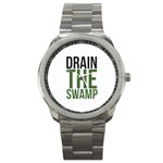 Drain the Swamp MAGA green and gray Sport Metal Watch Front