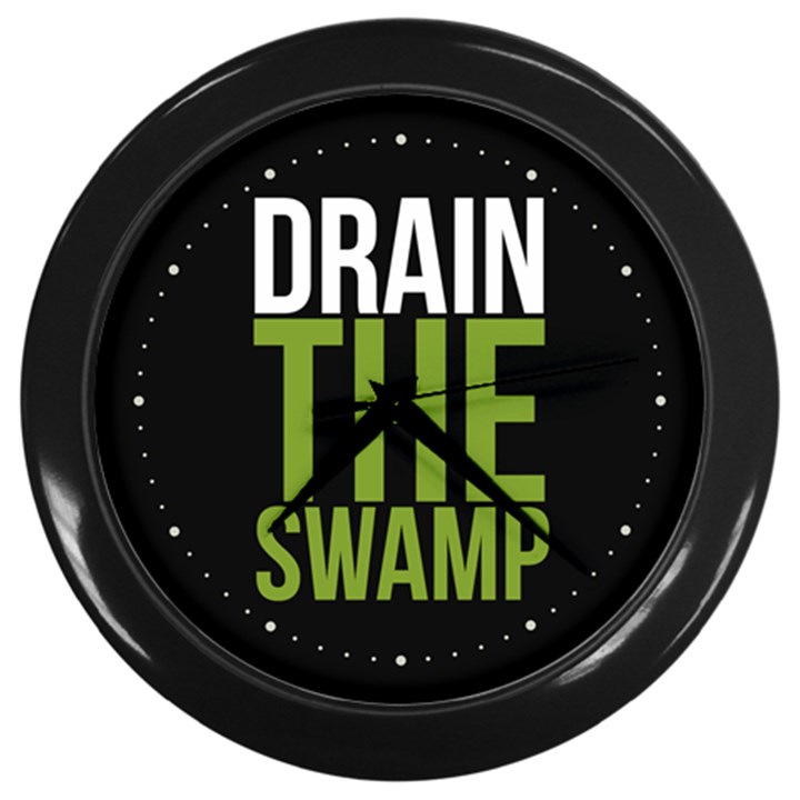 Drain the Swamp MAGA green and gray Wall Clock (Black)