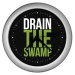 Drain the Swamp MAGA green and gray Wall Clock (Silver) Front