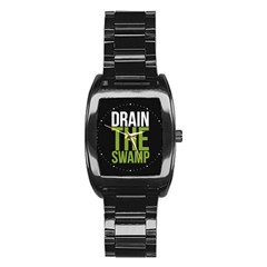 Drain The Swamp Maga Green And Gray Stainless Steel Barrel Watch by snek