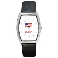 Maga Make America Great Again With Us Flag Trump Barrel Style Metal Watch by snek