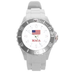 Maga Make America Great Again With Us Flag Trump Round Plastic Sport Watch (l) by snek