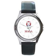 Maga Make America Great Again Trump Lion Round Metal Watch by snek