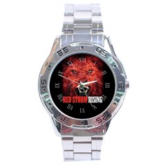 Red Storm Rising Lion Trump Red Wave Maga Qanon Stainless Steel Analogue Watch by snek