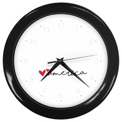 America Usa With Hearts Cursive Sexy Text Wall Clock (black) by snek