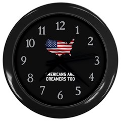 American Are Dreamers Too Buildthewall Maga With Usa Flag Wall Clock (black) by snek