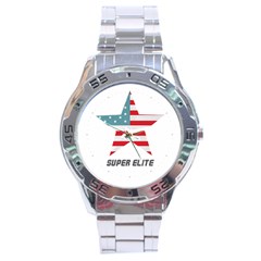 Super Elite Usa Flag In A Star Trump Maga Quote Stainless Steel Analogue Watch by snek