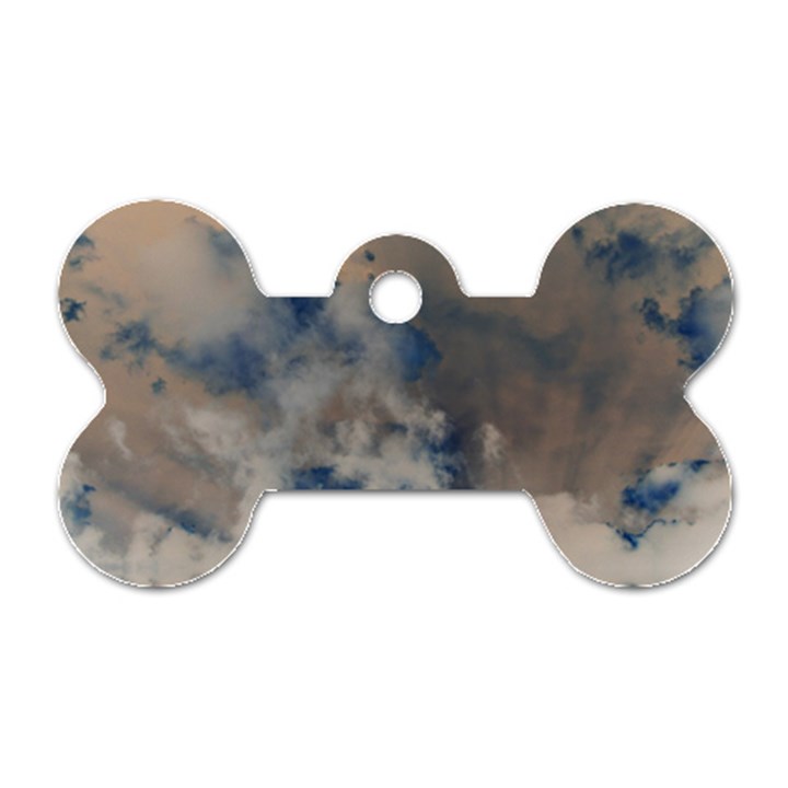 Deep Time Clouds Dog Tag Bone (Two Sides)