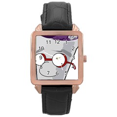 Purple Cup Nerd Rose Gold Leather Watch  by grimelab