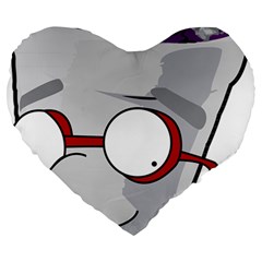 Purple Cup Nerd Large 19  Premium Flano Heart Shape Cushions by grimelab