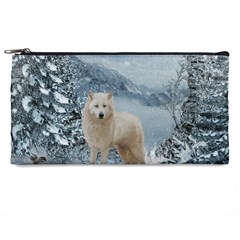 Wonderful Arctic Wolf In The Winter Landscape Pencil Cases by FantasyWorld7