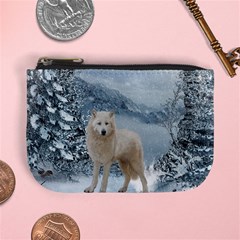 Wonderful Arctic Wolf In The Winter Landscape Mini Coin Purse by FantasyWorld7