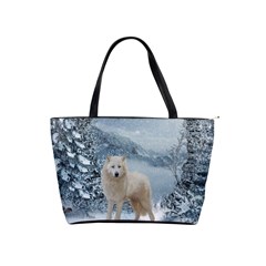 Wonderful Arctic Wolf In The Winter Landscape Classic Shoulder Handbag by FantasyWorld7