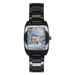 Wonderful Arctic Wolf In The Winter Landscape Stainless Steel Barrel Watch by FantasyWorld7