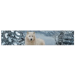 Wonderful Arctic Wolf In The Winter Landscape Small Flano Scarf by FantasyWorld7