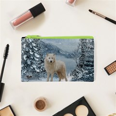 Wonderful Arctic Wolf In The Winter Landscape Cosmetic Bag (xs) by FantasyWorld7