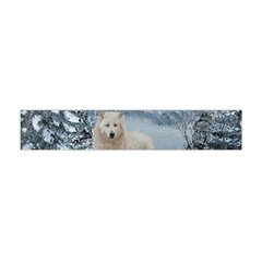 Wonderful Arctic Wolf In The Winter Landscape Flano Scarf (mini) by FantasyWorld7