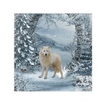 Wonderful Arctic Wolf In The Winter Landscape Small Satin Scarf (Square) Front