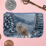 Wonderful Arctic Wolf In The Winter Landscape Large Coin Purse Front