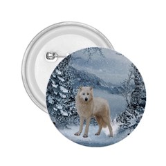 Wonderful Arctic Wolf In The Winter Landscape 2 25  Buttons by FantasyWorld7