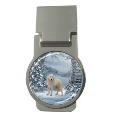 Wonderful Arctic Wolf In The Winter Landscape Money Clips (round)  by FantasyWorld7